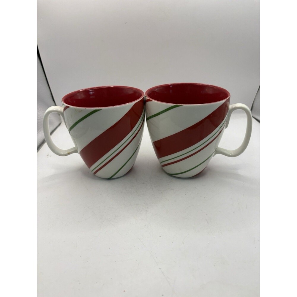 Starbucks Coffee Mug 2 Cups 5 1/3" Red White Green Striped Candy Cane Holiday - Picture 4 of 8